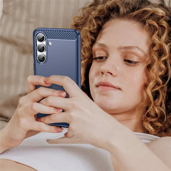 Калъф за Samsung Galaxy S25 FE - Techsuit - Carbon Silicone - Син