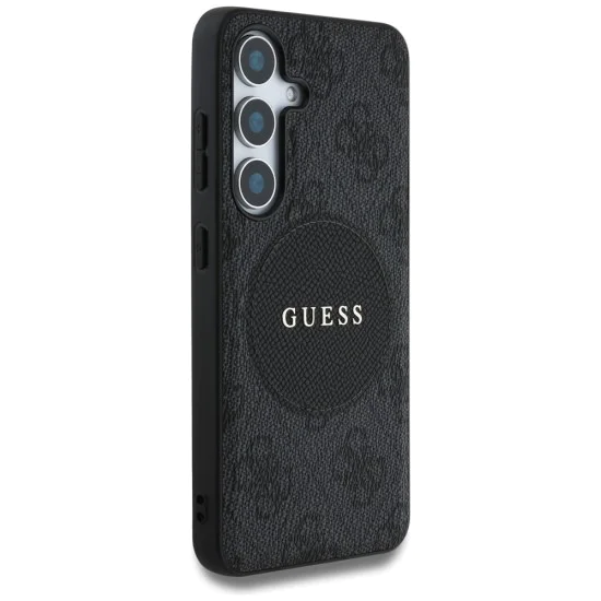 Калъф за Samsung Galaxy S25 - Guess - 4G Circle Classic Logo MagSafe (GUHMS25SP4PGRSGK) - Черен