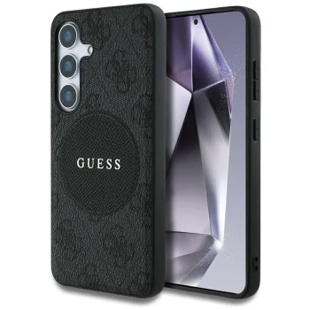 Калъф за Samsung Galaxy S25 - Guess - 4G Circle Classic Logo MagSafe (GUHMS25SP4PGRSGK) - Черен
