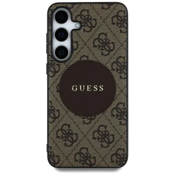 Калъф за Samsung Galaxy S25 - Guess - 4G Circle Classic Logo MagSafe (GUHMS25SP4PGRSGW) - Кафяв