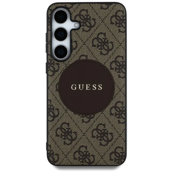 Калъф за Samsung Galaxy S25 - Guess - 4G Circle Classic Logo MagSafe (GUHMS25SP4PGRSGW) - Кафяв