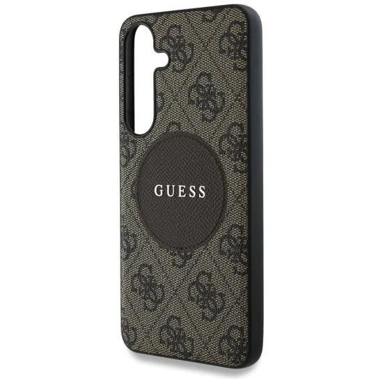 Калъф за Samsung Galaxy S25 - Guess - 4G Circle Classic Logo MagSafe (GUHMS25SP4PGRSGW) - Кафяв