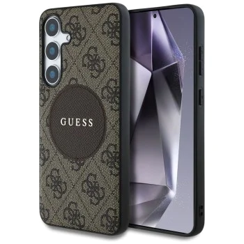 Калъф за Samsung Galaxy S25 - Guess - 4G Circle Classic Logo MagSafe (GUHMS25SP4PGRSGW) - Кафяв