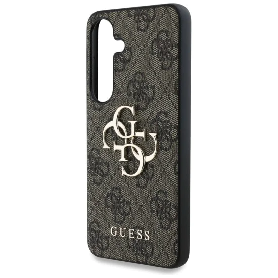 Калъф за Samsung Galaxy S25 - Guess - Hardcase 4G Big Metal Logo (GUHCS25S4GMGBR) - Кафяв
