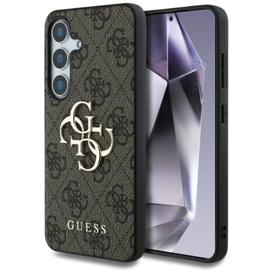 Калъф за Samsung Galaxy S25 - Guess - Hardcase 4G Big Metal Logo (GUHCS25S4GMGBR) - Кафяв