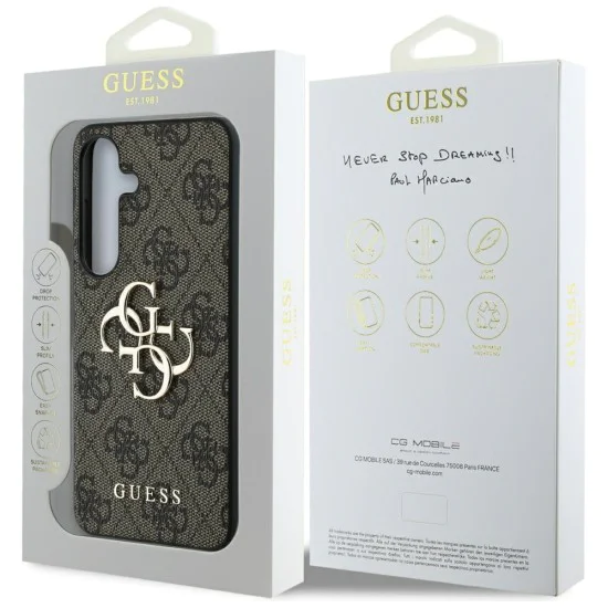 Калъф за Samsung Galaxy S25 - Guess - Hardcase 4G Big Metal Logo (GUHCS25S4GMGBR) - Кафяв