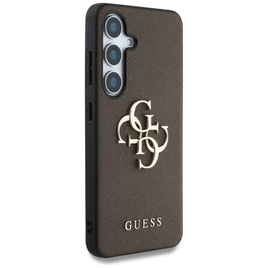 Калъф за Samsung Galaxy S25 - Guess - Hardcase 4G Grained Big and Classic Logo (GUHCS25SPGT4MBW) - Кафяв