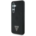 Калъф за Samsung Galaxy S25 - Guess - Peony Grained Hot Stamp Triangle Logo MagSafe (GUHMS25SPGBTMK) - Черен
