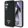 Калъф за Samsung Galaxy S25 - Guess - Peony Grained Hot Stamp Triangle Logo MagSafe (GUHMS25SPGBTMK) - Черен