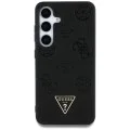 Калъф за Samsung Galaxy S25 - Guess - Peony Grained Hot Stamp Triangle Logo MagSafe (GUHMS25SPGBTMK) - Черен