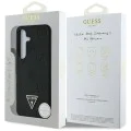 Калъф за Samsung Galaxy S25 - Guess - Peony Grained Hot Stamp Triangle Logo MagSafe (GUHMS25SPGBTMK) - Черен