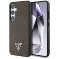 Калъф за Samsung Galaxy S25 - Guess - Peony Grained Hot Stamp Triangle Logo MagSafe (GUHMS25SPGBTMW) - Кафяв
