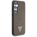 Калъф за Samsung Galaxy S25 - Guess - Peony Grained Hot Stamp Triangle Logo MagSafe (GUHMS25SPGBTMW) - Кафяв