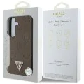Калъф за Samsung Galaxy S25 - Guess - Peony Grained Hot Stamp Triangle Logo MagSafe (GUHMS25SPGBTMW) - Кафяв