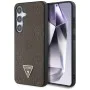 Калъф за Samsung Galaxy S25 - Guess - Peony Grained Hot Stamp Triangle Logo MagSafe (GUHMS25SPGBTMW) - Кафяв