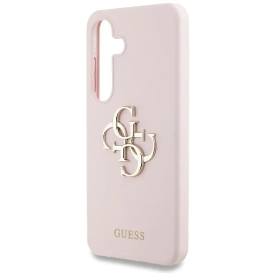 Калъф за Samsung Galaxy S25 - Guess - Силиконов 4G Big Metal Logo (GUHCS25SS4SMDP) - Розов