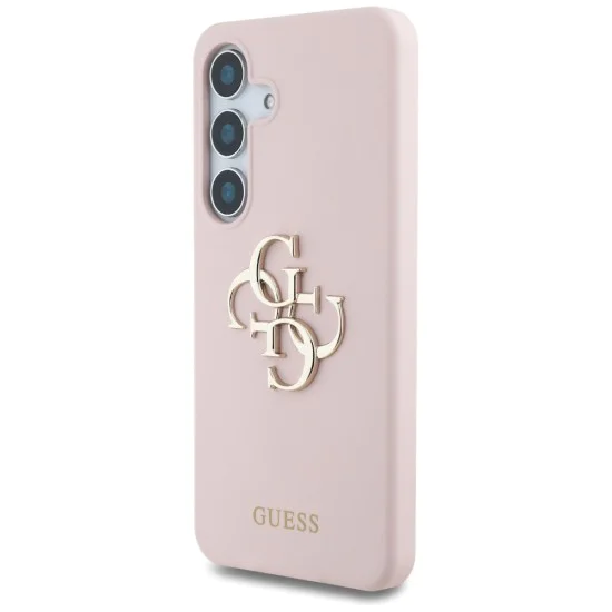 Калъф за Samsung Galaxy S25 - Guess - Силиконов 4G Big Metal Logo (GUHCS25SS4SMDP) - Розов