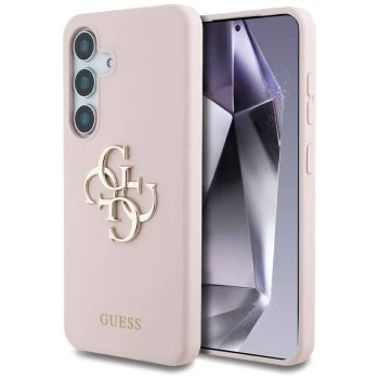 Калъф за Samsung Galaxy S25 - Guess - Силиконов 4G Big Metal Logo (GUHCS25SS4SMDP) - Розов
