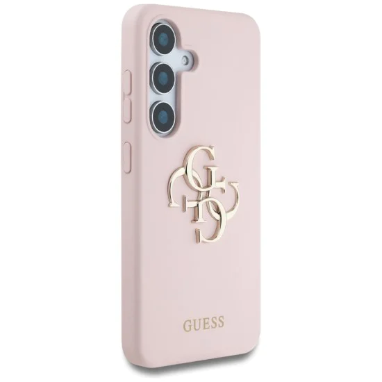 Калъф за Samsung Galaxy S25 - Guess - Силиконов 4G Big Metal Logo (GUHCS25SS4SMDP) - Розов