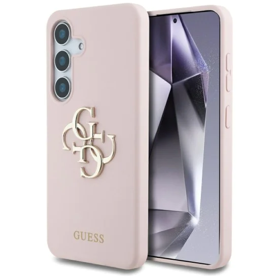 Калъф за Samsung Galaxy S25 - Guess - Силиконов 4G Big Metal Logo (GUHCS25SS4SMDP) - Розов