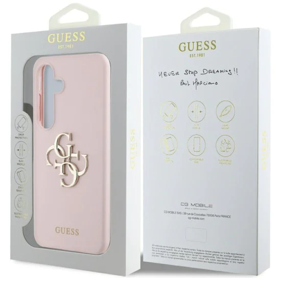Калъф за Samsung Galaxy S25 - Guess - Силиконов 4G Big Metal Logo (GUHCS25SS4SMDP) - Розов