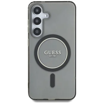 Калъф за Samsung Galaxy S25 - Guess - IML Glitter Circle MagSafe (GUHMS25SHFGEREK) - Черен