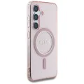 Калъф за Samsung Galaxy S25 - Guess - IML Glitter Circle MagSafe (GUHMS25SHFGEREP) - Розов