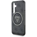 Калъф за Samsung Galaxy S25 - Guess - IML Metal Glitter 4G Circle Triangle MagSafe (GUHMS25SHG4PRTGK) - Черен