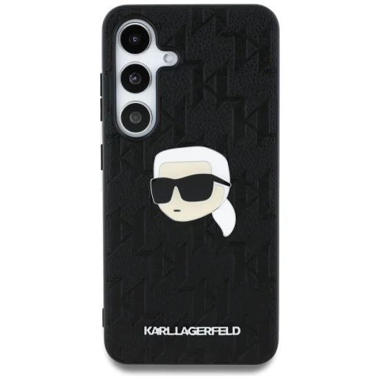 Калъф за Samsung Galaxy S25 - Karl Lagerfeld - Hardcase Monogram Leather (KLHCS25SPGKLKIPK) - Karl Head Pin