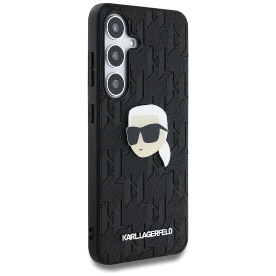 Калъф за Samsung Galaxy S25 - Karl Lagerfeld - Hardcase Monogram Leather (KLHCS25SPGKLKIPK) - Karl Head Pin