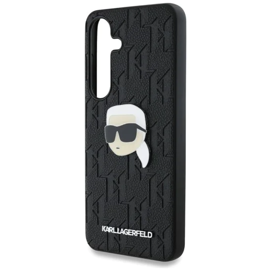 Калъф за Samsung Galaxy S25 - Karl Lagerfeld - Hardcase Monogram Leather (KLHCS25SPGKLKIPK) - Karl Head Pin