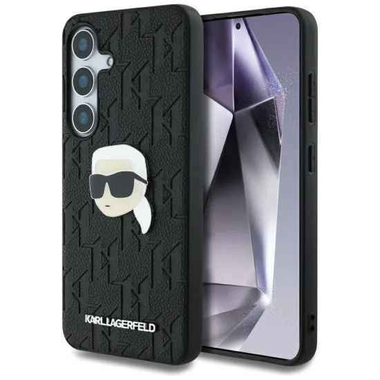 Калъф за Samsung Galaxy S25 - Karl Lagerfeld - Hardcase Monogram Leather (KLHCS25SPGKLKIPK) - Karl Head Pin