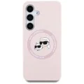 Калъф за Samsung Galaxy S25 - Karl Lagerfeld - Silicone Double Heads (KLHMS25SSKCHTCP) - Розов
