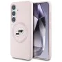 Калъф за Samsung Galaxy S25 - Karl Lagerfeld - Silicone Double Heads (KLHMS25SSKCHTCP) - Розов