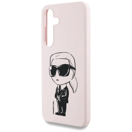 Калъф за Samsung Galaxy S25 - Karl Lagerfeld - Silicone Graffiti MagSafe (KLHMS25SPNYKGRTP) - Ikonik Розов