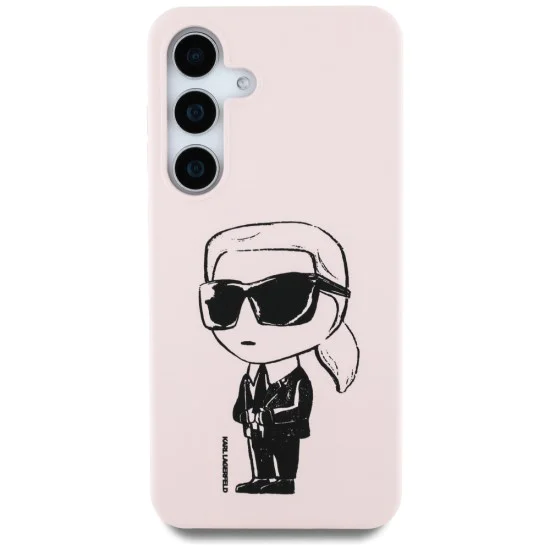 Калъф за Samsung Galaxy S25 - Karl Lagerfeld - Silicone Graffiti MagSafe (KLHMS25SPNYKGRTP) - Ikonik Розов