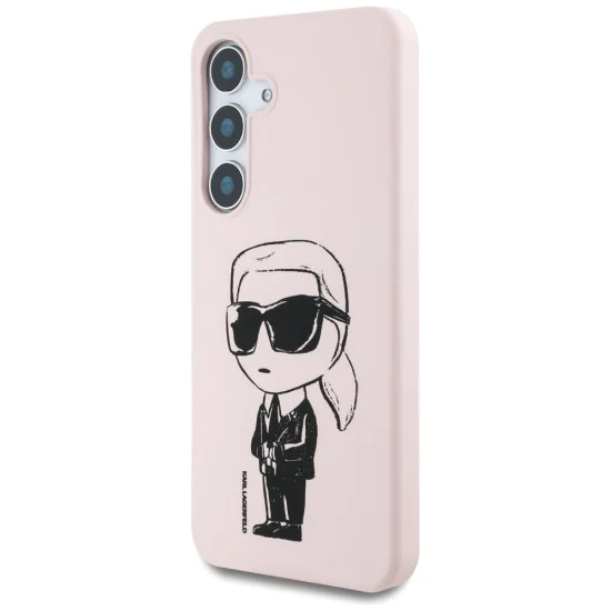 Калъф за Samsung Galaxy S25 - Karl Lagerfeld - Silicone Graffiti MagSafe (KLHMS25SPNYKGRTP) - Ikonik Розов
