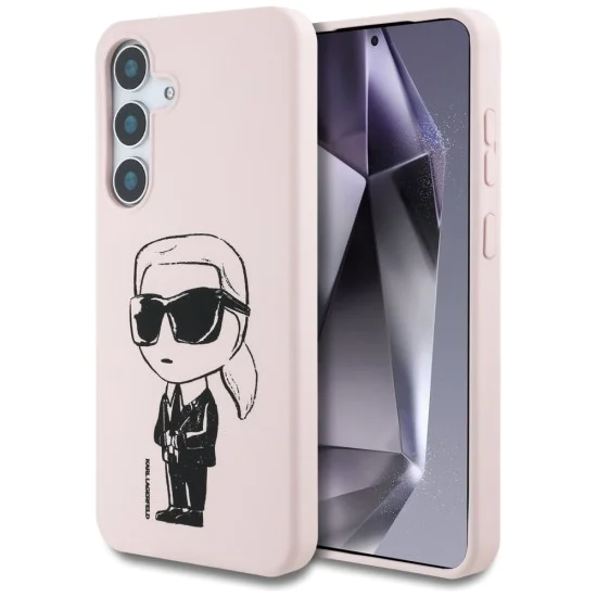 Калъф за Samsung Galaxy S25 - Karl Lagerfeld - Silicone Graffiti MagSafe (KLHMS25SPNYKGRTP) - Ikonik Розов
