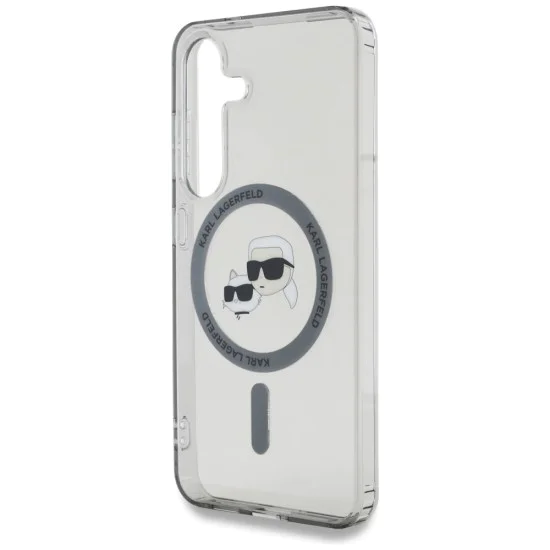 Калъф за Samsung Galaxy S25 - Karl Lagerfeld - IML MagSafe (KLHMS25SHLSKCK) - Metal Karl&Choupette Heads