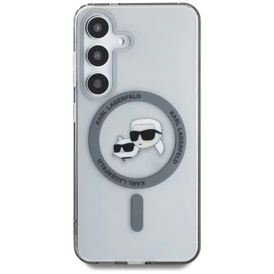 Калъф за Samsung Galaxy S25 - Karl Lagerfeld - IML MagSafe (KLHMS25SHLSKCK) - Metal Karl&Choupette Heads