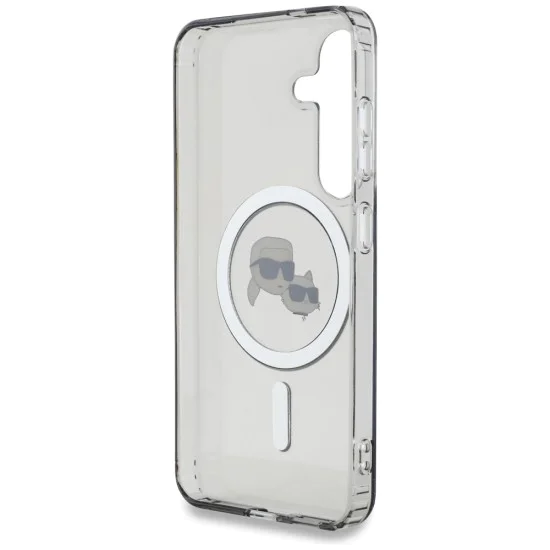 Калъф за Samsung Galaxy S25 - Karl Lagerfeld - IML MagSafe (KLHMS25SHLSKCK) - Metal Karl&Choupette Heads