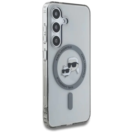 Калъф за Samsung Galaxy S25 - Karl Lagerfeld - IML MagSafe (KLHMS25SHLSKCK) - Metal Karl&Choupette Heads