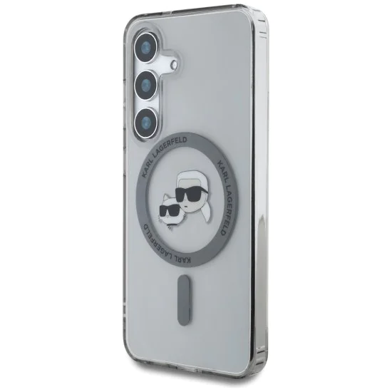 Калъф за Samsung Galaxy S25 - Karl Lagerfeld - IML MagSafe (KLHMS25SHLSKCK) - Metal Karl&Choupette Heads