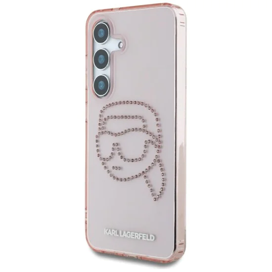 Калъф за Samsung Galaxy S25 - Karl Lagerfeld - IML Rhinestones (KLHCS25SHKHDCELP) - Pink Karl Head