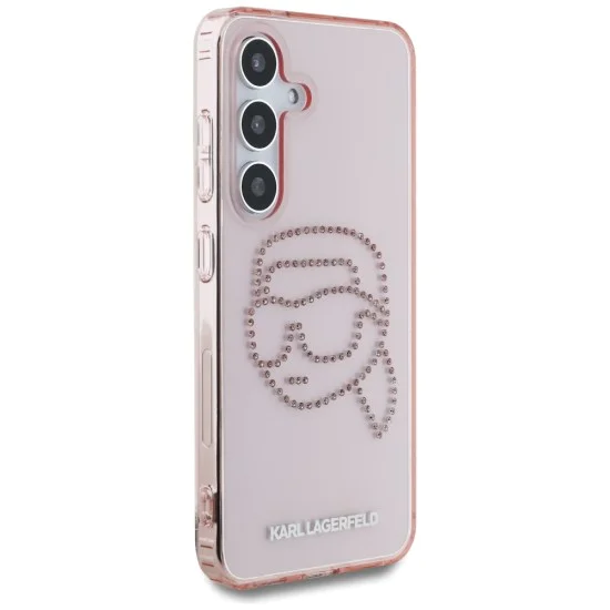 Калъф за Samsung Galaxy S25 - Karl Lagerfeld - IML Rhinestones (KLHCS25SHKHDCELP) - Pink Karl Head