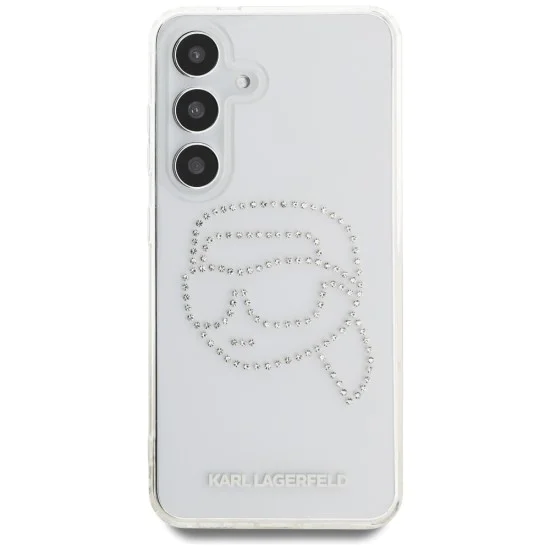Калъф за Samsung Galaxy S25 - Karl Lagerfeld - IML Rhinestones (KLHCS25SHKHDCELT) - Transparent Karl Head