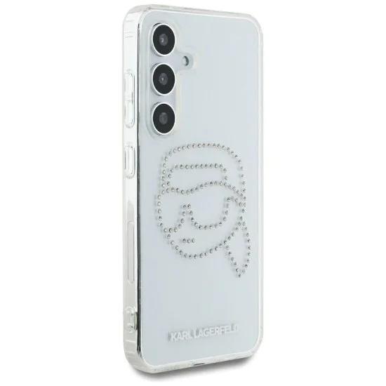 Калъф за Samsung Galaxy S25 - Karl Lagerfeld - IML Rhinestones (KLHCS25SHKHDCELT) - Transparent Karl Head