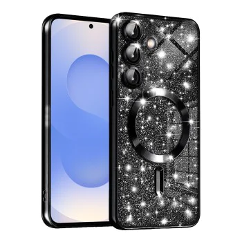 Калъф за Samsung Galaxy S25 - Луксозен Glitter MagSafe - Черен