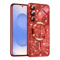 Калъф за Samsung Galaxy S25 - Луксозен Glitter MagSafe - Червен