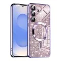 Калъф за Samsung Galaxy S25 - Луксозен Glitter MagSafe - Светло лилав
